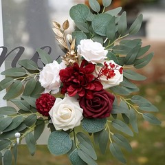 Boho Dusty Rose Blue Wedding Arch Flowers Kit Eucalyptus Garland Drapes Set