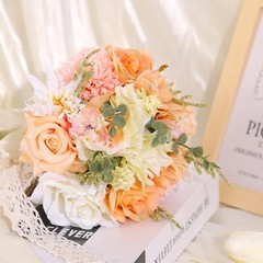 Ramo Grande De Flores De Novia Artificial Con Rosas Dama de Honor Bodas Fiestas