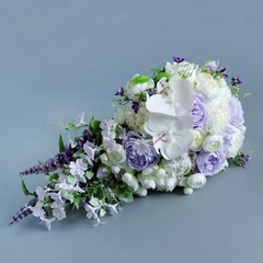 Water Drop Bridal Bouquet Waterfall Artificial White Purple Flower Wedding Props