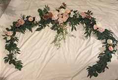 LING’S MOMENT WEDDING GARLAND 9ft, Dusty Rose, Cream, White, Pastel Pink, Gold
