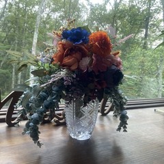 Bridal Wedding Bouquet Budget Friendly Handmade Faux Florals Purple Blue Orange