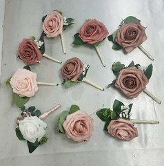 Mauve Dusty Rose Eucalyptus Bridal Wedding Bouquet Accessories
