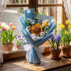 DIY Wrapping Bouquet Crochet Flower Sunflower Rose For Graduation Wedding Gift