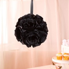 2 BLACK 7″ Silk Roses Flowers Kissing Balls Wedding Party Events Centerpieces