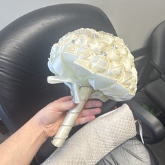 Ivory Rose Rhinestone Artificial Fabric Wedding Flower Bouquet Door Decoration