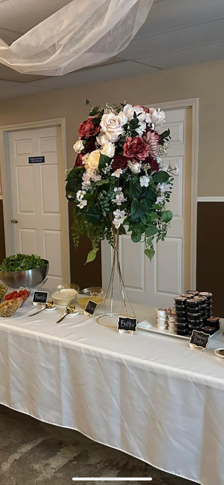 Tall centerpiece (x2) blush and burgundy wedding table centerpiece