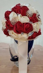 NEW Bridal Red & Ivory Satin Floral Wedding Bouquet