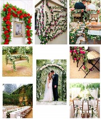 Zhiheng 4 Pack 7.8ft Artificial Rose Vines with Green Leaves Fake 78ft, Pink