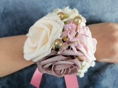 Handmade Wrist Corsages Dusty Rose Corsage with Ribbon Prom Flower Pack of 1