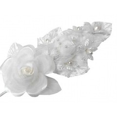 3 White Silk Satin Pearl Corsage & rose pearl & organza