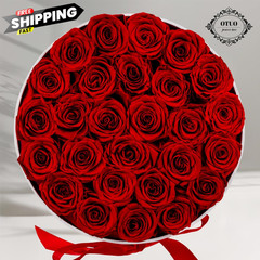 Otuo 27 Piece Preserved Roses in a Box – Forever Flowers for 27 Roses, Red