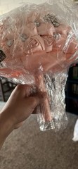 Handmade Faux Rose Bridal Bouquet Ivory Blush Peach Roses Rhinestone Accents