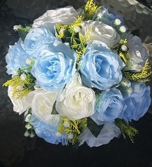 Bouquet Wedding Centerpiece Artifical Silk Floral Ball Circular Decoration Blue
