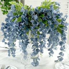 DUSTY BLUE 44″ tall Silk Wisteria Flowers Hanging Vine Bush Wedding