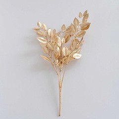 4 GOLD Metallic Artificial Italian Ruscus Leaves Branches Party Events