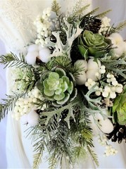 Frosted Winter Succulent Silk Wedding Bouquet