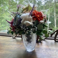Beautiful Bridal Wedding Bouquet Budget Handmade Faux Floral Blue Orange Purple