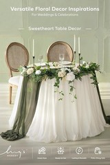 Ling’s moment Flower Garland – 6FT Eucalyptus & Rose Pink Sweetheart Table Decor
