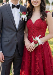 Burgundy Corsage and Boutonniere Set for Wedding Prom, Artificial Rose Flower Ho