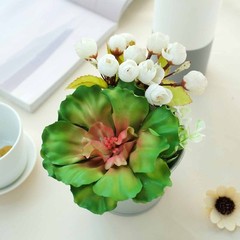 3 Green 6″ Assorted Faux Echeveria Rosettes Succulent Sprays Stems Wedding Party