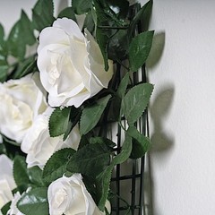 24″ x 18″ Green White Rose Silk Flowers Wall Backdrop Panel Wedding Decorations