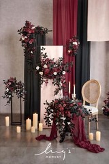 Ling’s Moment 2PCS Black Arch Flowers Artificial Floral Swags Centerpieces Bu…