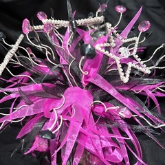 Quinceañera Bouquet Purple / Black/ Rhine Stone Hair Accessory Ramo Quinceañera