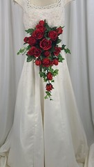 Sweet Roses of Red Cascading Ivy Faux Silk Wedding Bouquet