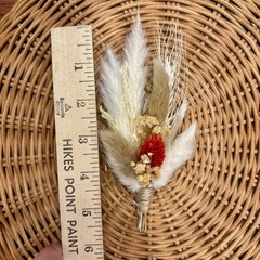 Dried Flower Boutonnieres Red & Ivory For Men Lot Of 3 Wedding Grooms