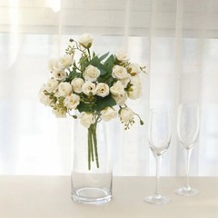 IVORY 2 Bouquets 12″ Faux Open Roses Artificial FLOWER Bushes Party Events