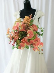 Peach Orchid Garden Flower Faux Wedding Bouquet