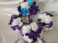Wedding Bouquet Package, Turquoise, Purple, White, Flower Set 12 Pieces
