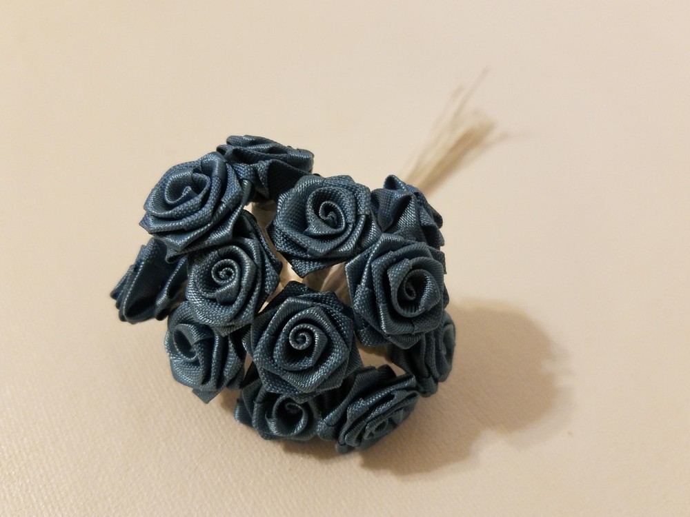 Lot of 144pcs Teal Satin Ribbon Roses Flowers 12mm 1/2″ 1/2 Inch on Wire Stem