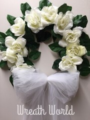 WHITE WEDDING WREATH ELEGANT WITH WHITE ROSES WEDDING NEW HANDMADE