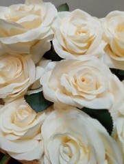12 X Peony Roses Bridal Bouquets Faux Silk Flowers Ivory 10cm Heads