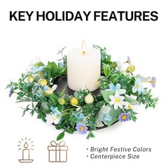 MOYEE Candle Holder Centerpieces for Tables,Candle Mixed Color Daisy Wreath