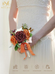 Burnt Orange Mini Bridesmaid Bouquets Set of 6 for Fall Weddings