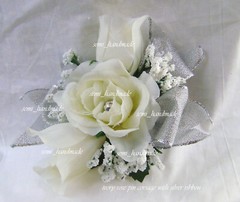 Silver Wedding Anniversary~Open Rose Pin Corsage~Wrist Corsage~Rose Boutonnieres