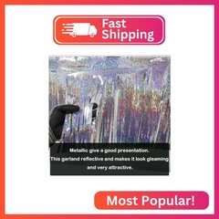 CareCheer 3 Pack Total 30 Feet Foil Fringe Garland Lilac Silver Metallic Wall Ha