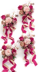 Ling’s Moment Artificial Flowers Hot Pink Bridesmaid Bouquet – Set of 4