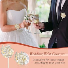 Vintage Style Rhinestone Wrist Corsage & Boutonniere for All Special Occasions