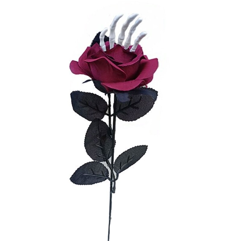 Halloween Rose Flower with Hand Bone for Home Bedroom Living-Room Decoration