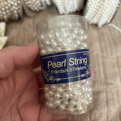 Lot Faux White Pearls String Garland and Loose Asst Sizes Crafting Wedding
