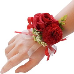 2PCS Handmade Satin Rose Wrist Corsages – Elegant Wedding Accessories Set