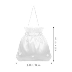 Bridal Dolly Bag Satin Flower Decorated Wedding Handbag Small White Purse for