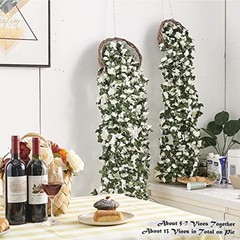 8 Pcs 66FT Flower Garland, Artificial Rose Vine 8 Vines 66FT Spring-white-8pcs