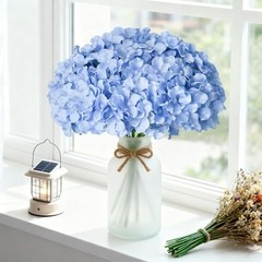 Faux Blue Hydrangea Artificial Flowers Bulk, Fake Silk Hydrangea 100 Pcs White