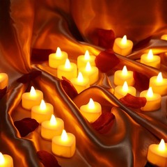Artificial Rose Petals with 24 Pcs Flameless Heart Shaped LED Tealights Candles
