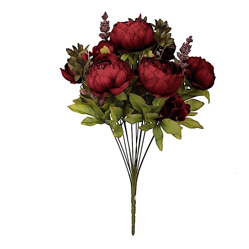 2 Bouquets 19″ Silk Peony Flowers Artificial Floral Bushes Party Decorations