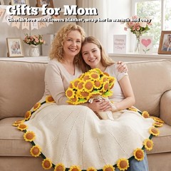 LOKOZ Sunflower Gifts for Women Get Well – Crochet 63×63 Inches,